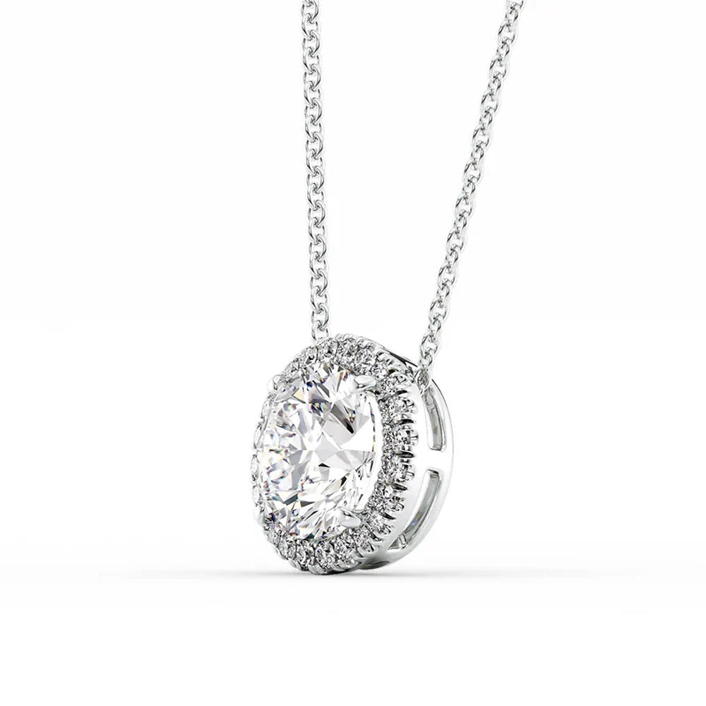 Moissanite Round Cut Halo Party Were Pendant