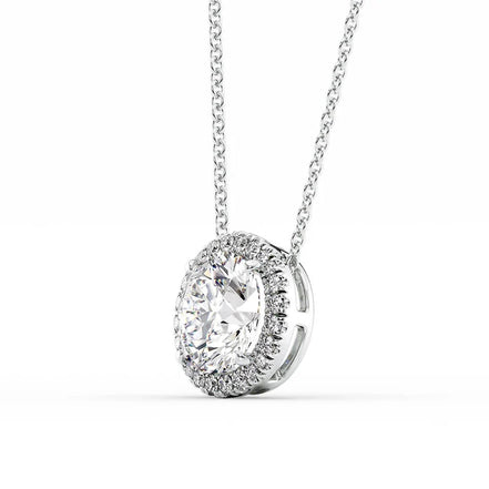 Moissanite Round Cut Halo Party Were Pendant
