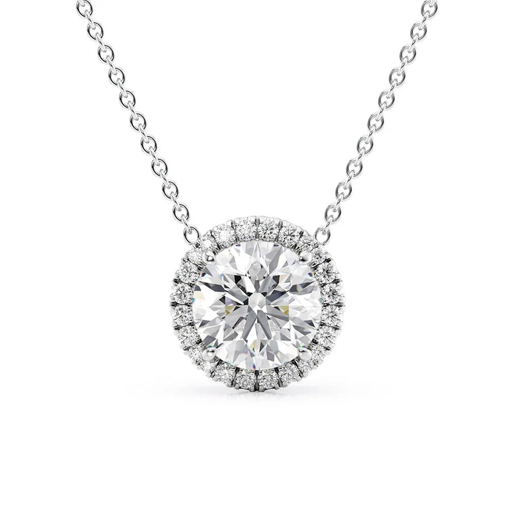 Moissanite Round Cut Halo Party Were Pendant