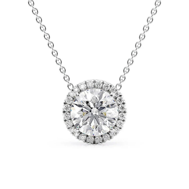 Moissanite Round Cut Halo Party Were Pendant