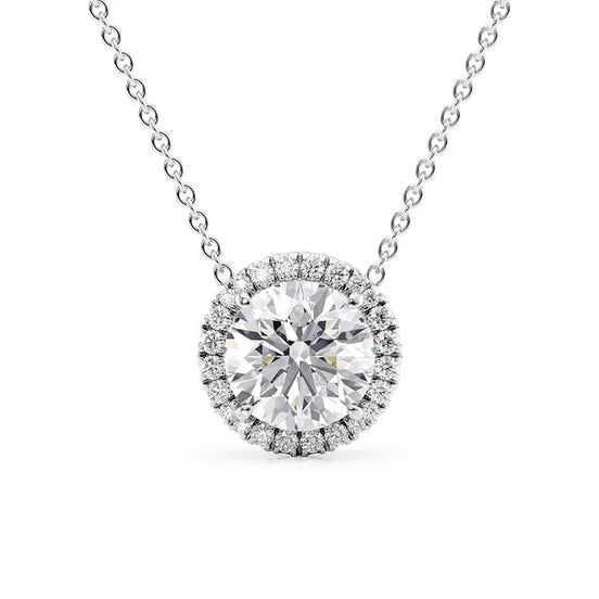 Moissanite Round Cut Halo Party Were Pendant