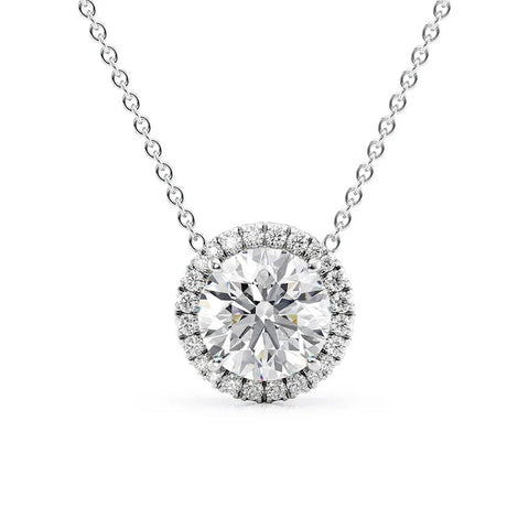 Moissanite Round Cut Halo Party Were Pendant