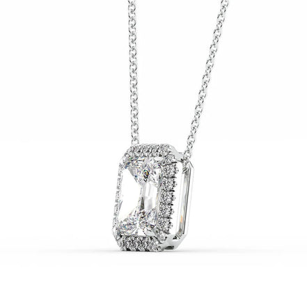 D Color Moissanite Radiant Cut Halo Pendant