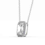 D Color Moissanite Radiant Cut Halo Pendant