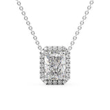 D Color Moissanite Radiant Cut Halo Pendant