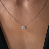 Hidden Halo Cushion Cut Moissanite Diamond Pendant