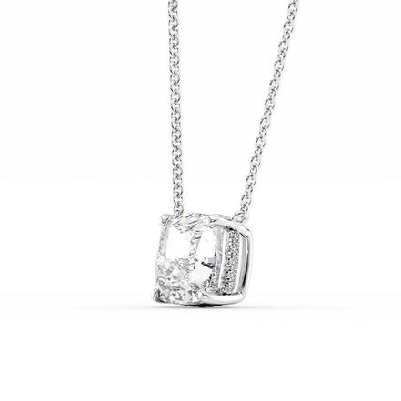 Hidden Halo Cushion Cut Moissanite Diamond Pendant