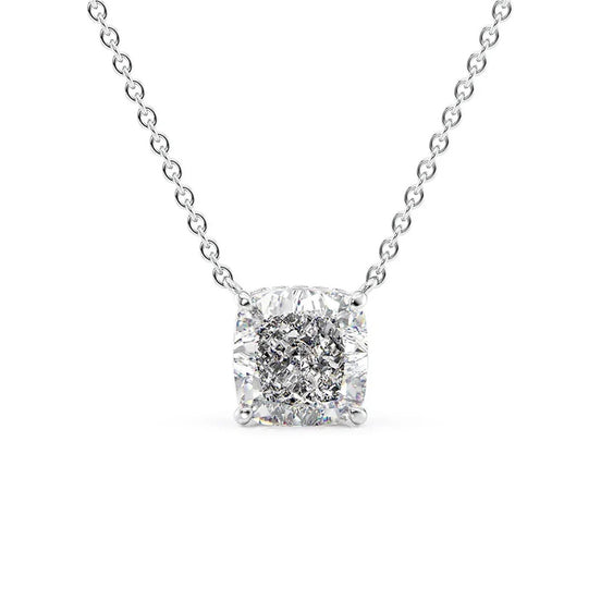 Hidden Halo Cushion Cut Moissanite Diamond Pendant