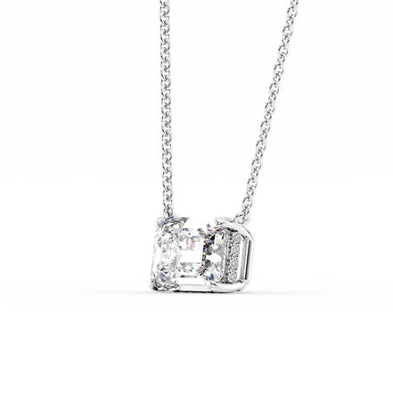 Hidden Halo VVS1 Moissnaite Diamond Emerald Cut Pendant