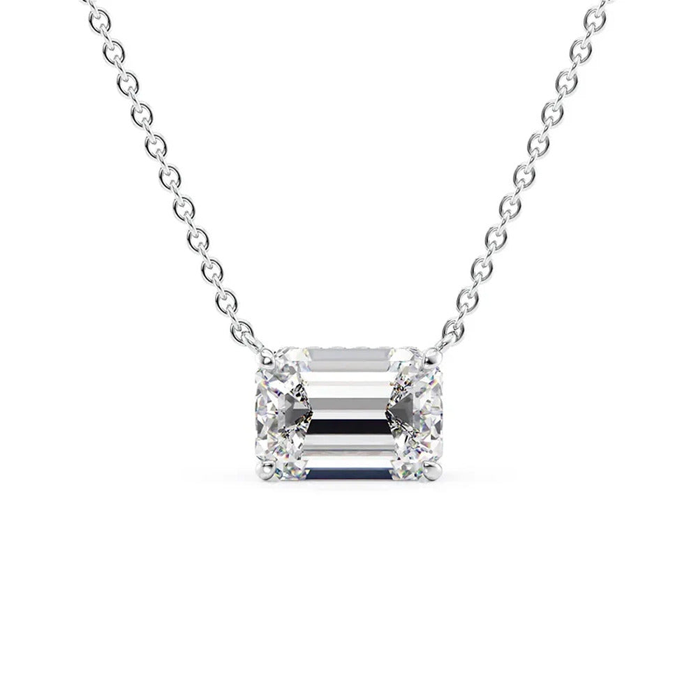 Hidden Halo VVS1 Moissnaite Diamond Emerald Cut Pendant