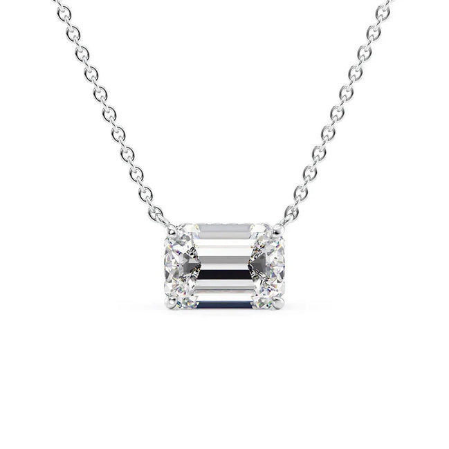 Hidden Halo VVS1 Moissnaite Diamond Emerald Cut Pendant