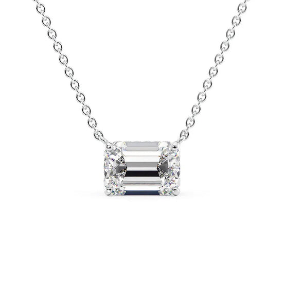 Hidden Halo VVS1 Moissnaite Diamond Emerald Cut Pendant