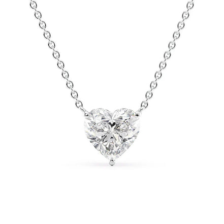 Lab Created Moissanite Heart Cut Hidden Halo Pendant