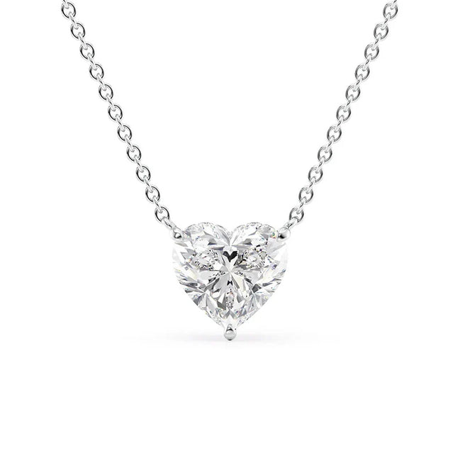 Lab Created Moissanite Heart Cut Hidden Halo Pendant