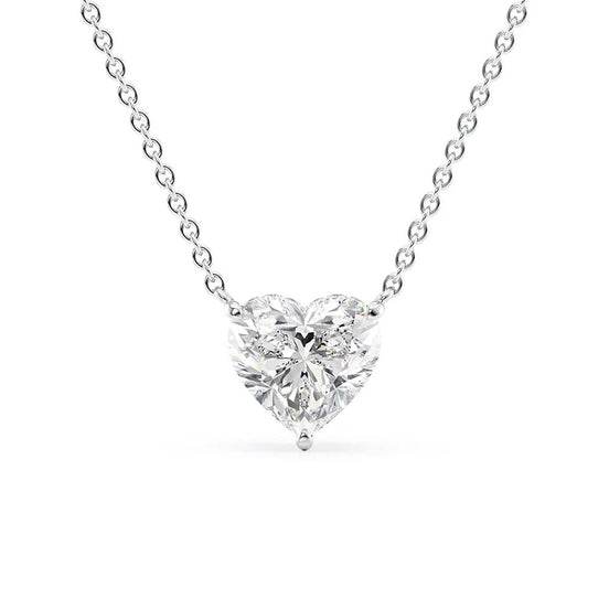 Lab Created Moissanite Heart Cut Hidden Halo Pendant