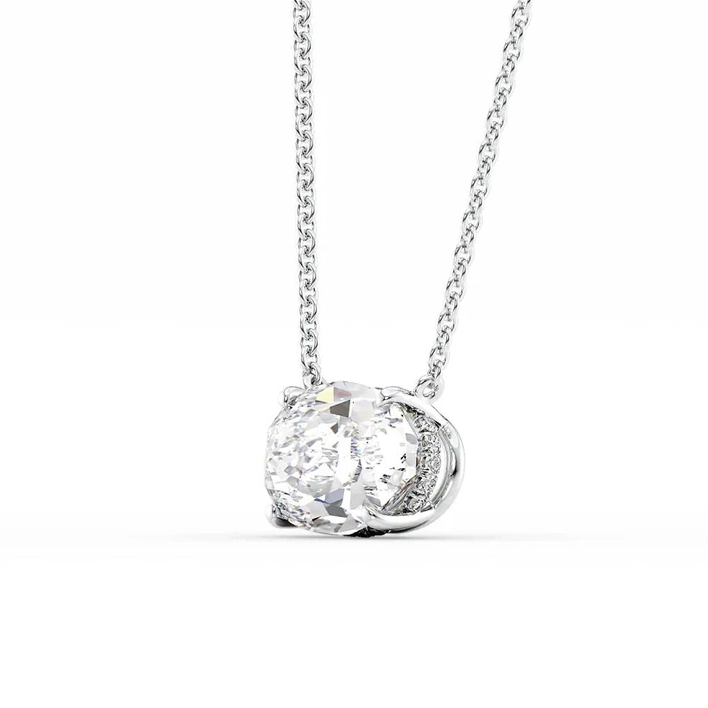 Oval Cut Moissanite Hidden Halo Pendant Gift For Her