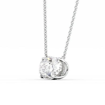 Oval Cut Moissanite Hidden Halo Pendant Gift For Her