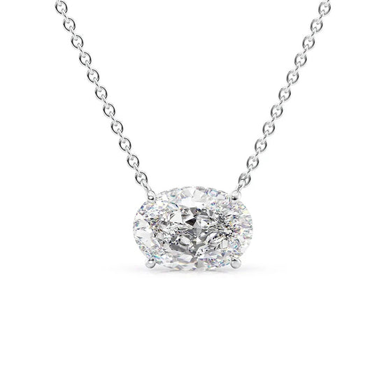 Oval Cut Moissanite Hidden Halo Pendant Gift For Her