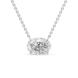 Oval Cut Moissanite Hidden Halo Pendant Gift For Her