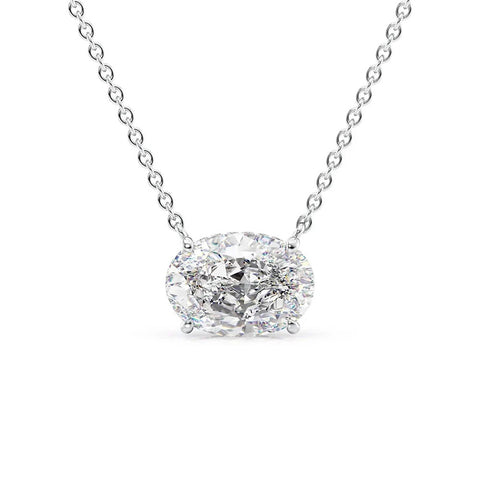Oval Cut Moissanite Hidden Halo Pendant Gift For Her