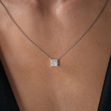 Moissanite Princess Cut Hidden Halo Pendant