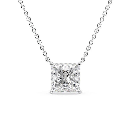 Moissanite Princess Cut Hidden Halo Pendant