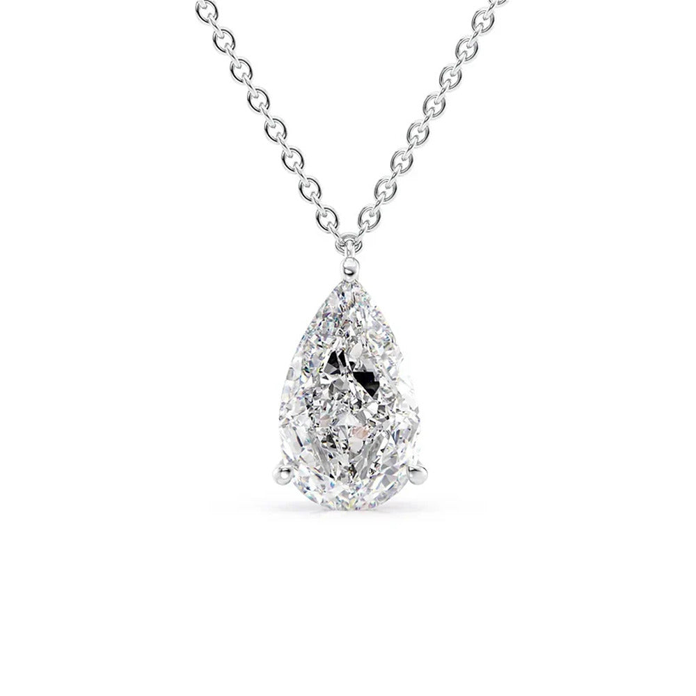 Hidden Halo Pear Cut Moissanite Pendant For Girls