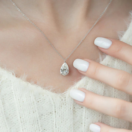 Hidden Halo Pear Cut Moissanite Pendant For Girls