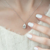 Hidden Halo Pear Cut Moissanite Pendant For Girls