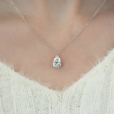 Hidden Halo Pear Cut Moissanite Pendant For Girls
