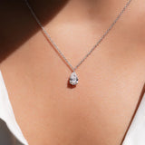 Hidden Halo Pear Cut Moissanite Pendant For Girls