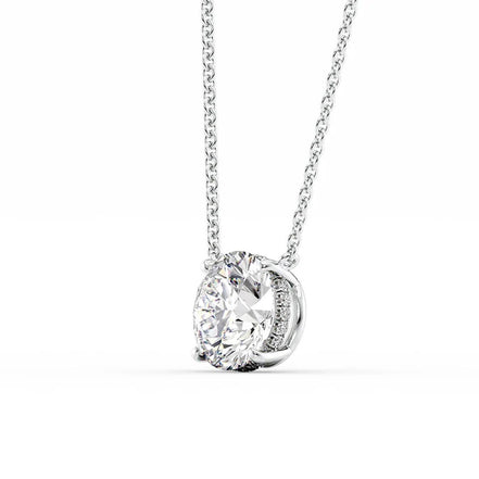 Hidden Halo Round Cut Moissanite Diamond Pendant For Women