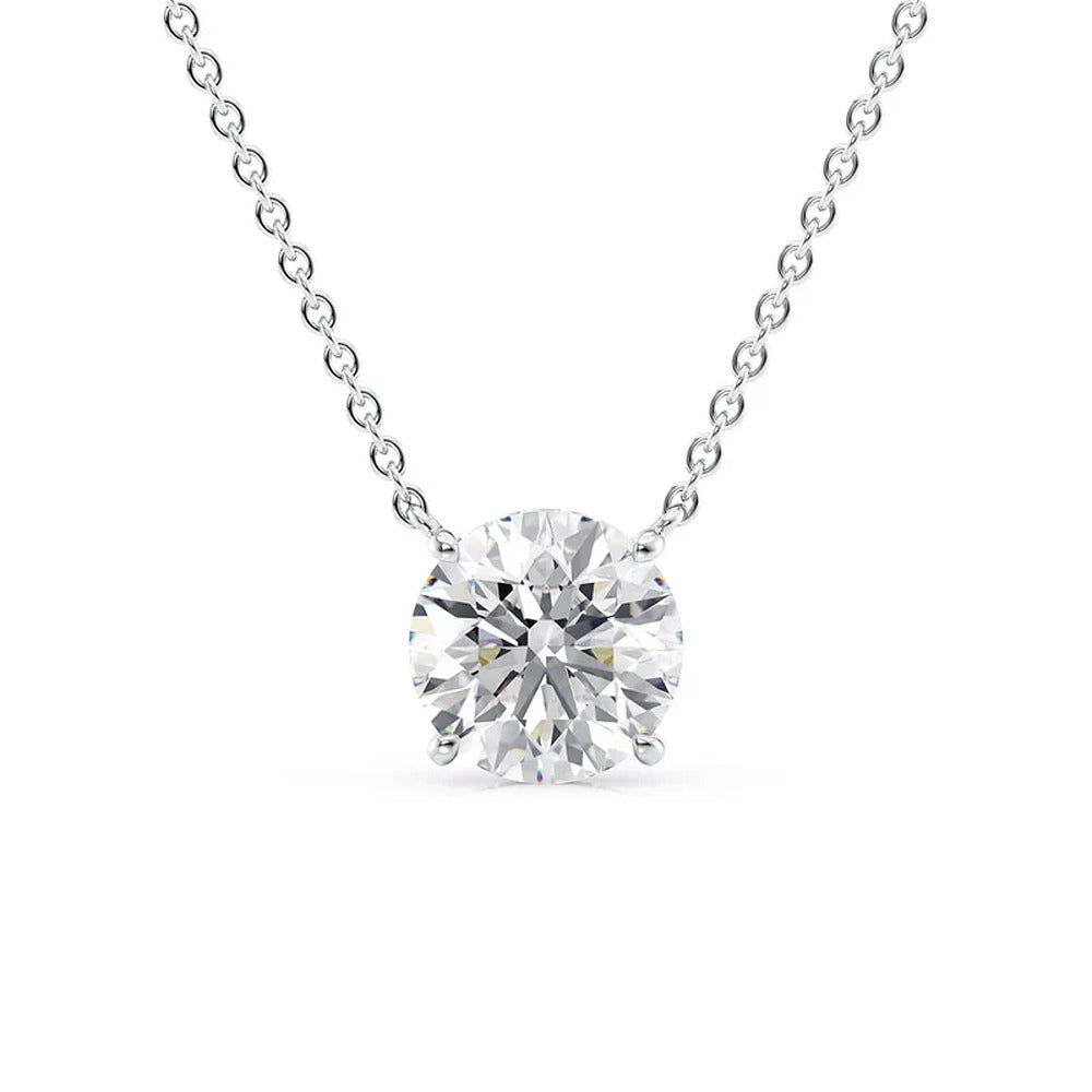 Hidden Halo Round Cut Moissanite Diamond Pendant For Women