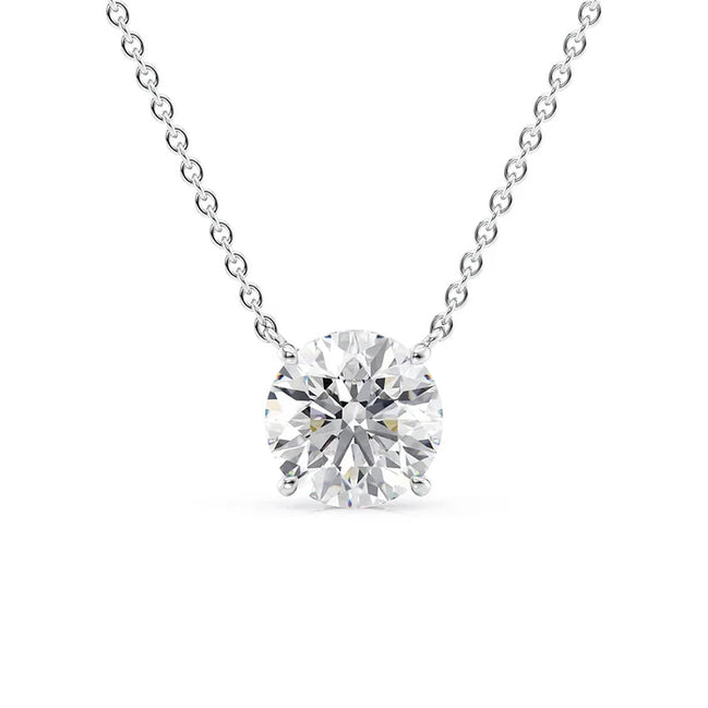 Hidden Halo Round Cut Moissanite Diamond Pendant For Women