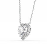 Colorless Moissanite Heart Cut Halo Diamond Pendant