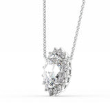 Oval Cut Moissanite Diamond Flor Halo Unique Pendant