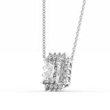 D Color Moissanite Princess Cut Halo Style Pendant
