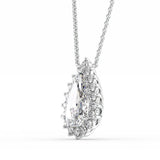 925 Sterling Silver Floral Halo Pear Cut Moissanite Pendant