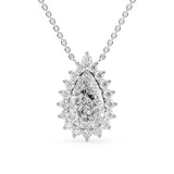 925 Sterling Silver Floral Halo Pear Cut Moissanite Pendant