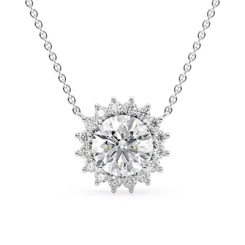 Floral Inspired Oval Moissanite Halo Pendant Gift For Her