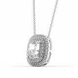 D Color Moissanite Cushion Cut Double Halo Pendant Gift For Her