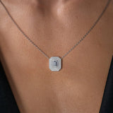 925 Silver Emerald Cut VVS1 Moissanite Double Halo Pendant