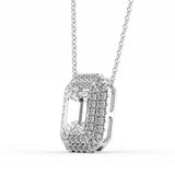 925 Silver Emerald Cut VVS1 Moissanite Double Halo Pendant