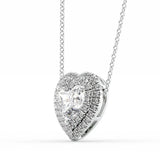 VVS1 Clarity Moissanite Heart Cut Double Halo Pendant