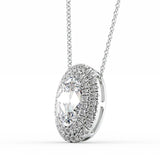 Moissanite Oval Cut Double Halo Pendant For Women