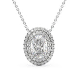 Moissanite Oval Cut Double Halo Pendant For Women