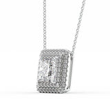 Double Halo Moissanite Princess Cut Pendant For Girls