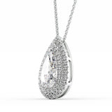 Double Halo Pear Cut Moissanite Diamond Pendant For Her