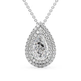 Double Halo Pear Cut Moissanite Diamond Pendant For Her