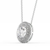 VVS1 Moissanite Double Halo Round Cut Pendant Gift For Girls